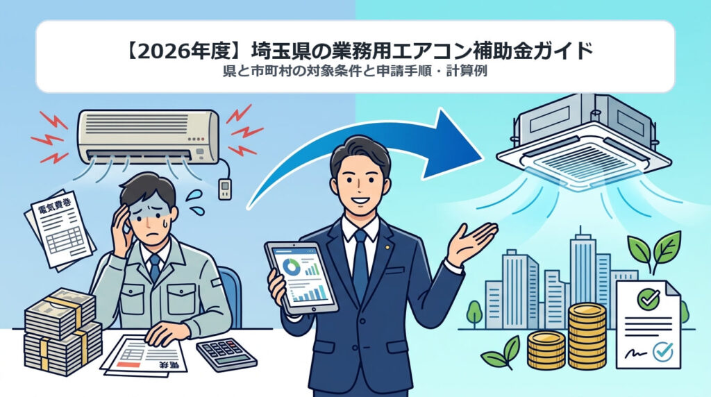 【2026年度】埼玉県の業務用エアコン補助金ガイド　県と市町村の対象条件と申請手順・計算例